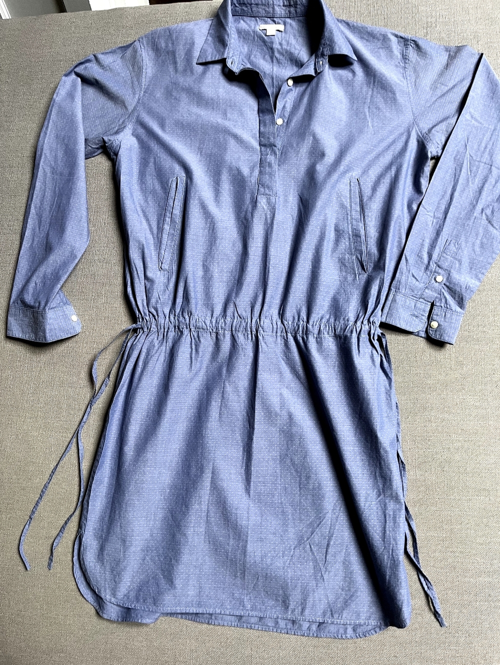 Gap Women's Size S Blue Long Sleeve Collared Mini Shirt Dress Casual Pockets,siz